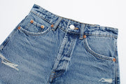 Women's American Retro Fashion Slimming High Waist Denim Shorts