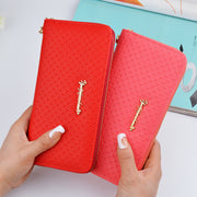 Pure color lady wristband handbag with fashionable Korean version of long style women's zipper purse  money wallet