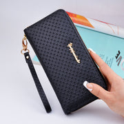 Pure color lady wristband handbag with fashionable Korean version of long style women's zipper purse  money wallet