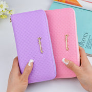 Pure color lady wristband handbag with fashionable Korean version of long style women's zipper purse  money wallet