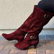 Autumn And Winter New Stiletto High Top Leather Boots