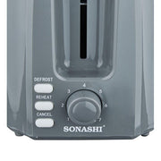 Sonashi 2 Slice Bread Toaster With Crumb Tray, Defrost & Adjustable Browning Control - ST-210 - Grey