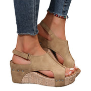 Ladies New Wedge Peep Toe Rivet Sandals