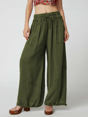 Loose Wide Leg Pants Women Drawstring Leggings Trousers