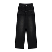 Retro Distressed Straight Jeans For Women