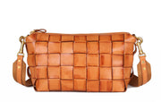 Vintage Handwoven Shoulder Bag With Vegetable Tanned Top Layer Cowhide