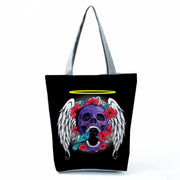 Portable Large Capacity Skull Printed Handbag