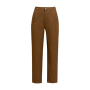 Women's High Waisted Draped Straight Leg Nine Minute Pants