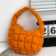 Women's Fashionable Pleated Puff Cloud Plaid Handbag
