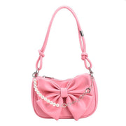 Niche Crossbody Texture Chain Bow Shoulder Bag