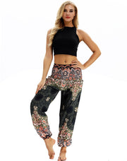 Digital Printed Lantern Pants Loosely Thin Elastic Waist Harem Pants