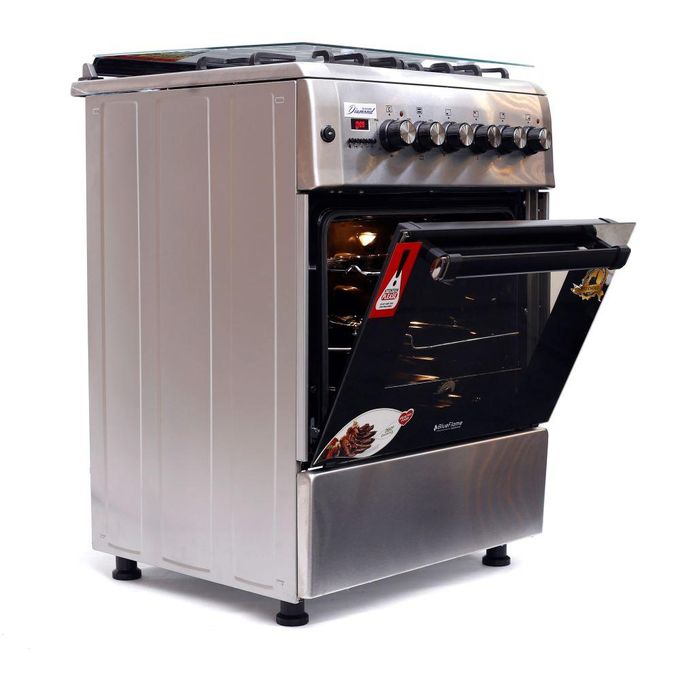 BlueFlame 60x60cm 3 Gas 1 Electric Cooker with Electric Oven Diamond Series D6031ERF Silver