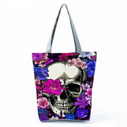 Portable Large Capacity Skull Printed Handbag