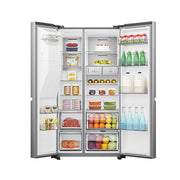 Hisense 670L Side By Side Refrigerator PO-670WC, Total No Frost, Water Dispenser, Ice Maker, Ice Cube Dispenser – Silver