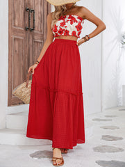New Fashion Printed Tube Top Large Swing Dress Women's Suit Elegant Girls