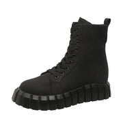 Women's Ankle Boots Floral Rose Pattern Platform Shoes Round Toe Lace-up Casual Boots Winter Flat Short Boot