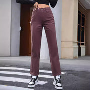 Women's Retro Fashion High Waist Straight-leg Denim Trousers