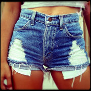 Europe and America hole hole pocket denim hot pants shorts
