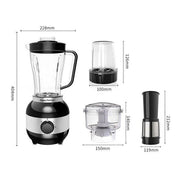 Hoffmans 4 in 1 Multi-function Electric Blender Juicer Fruit Mixer & Food Processor - Silver & Black