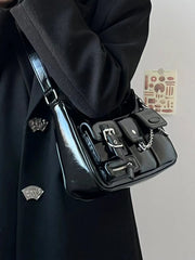 Motorcycle High-grade Hong Kong Style Chain Shoulder Underarm Bag Women