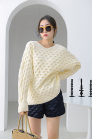 Cable Pullover Sweater Women's Clothing