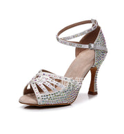Women's Hot Rhinestone Latin Dance High Heel Shoes Soft Bottom Rhinestone