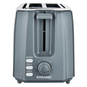 Sonashi 2 Slice Bread Toaster With Crumb Tray, Defrost & Adjustable Browning Control - ST-210 - Grey