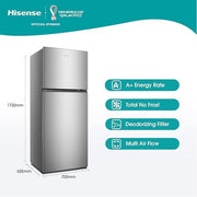 Hisense 488 Liter Nofrost Double Door Top Mount big size Refrigerator Silver