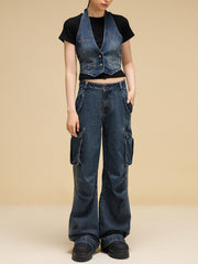Heavy Industry Loose Wide-leg Denim Overalls