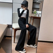 Corduroy Wide Leg Pants High Waist Loose Straight Drape Casual Retro
