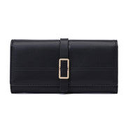 Long Metal Buckle Simple Tri-fold Clutch