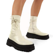 Platform Lace-up Middle Boots Plus Size Platform Heel Ankle Boots