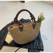 Plaited Women's Bag Beach Holiday Handbag Large Capacity Casual Semicircle