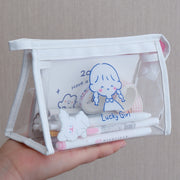 Girls Simple Japanese Large-capacity Storage Bag Transparent Pencil Case