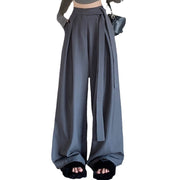Design Women's Lace-up Wide-leg Pants Straight