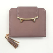 Cute Cat Ears Leather Short Tassel Women Wallet Small Day Clutch Trifold Female Purse ID Coin Card Holder Mini Bag