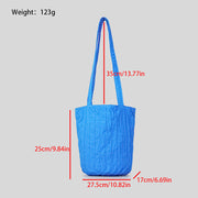 Women's Fashion Simple Vertical Stripes Pleated Bucket Bag