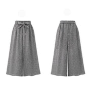 SHEIN Wide Leg Pants Women Zipper Fly Loose Trousers Women Grey High Waist Self Belted Box Pleated Palazzo Pants