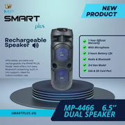 Smartplus 6'5 Rechargeable Party Bass Bluetooth Speaker With In-built Microphone & Remote - Black