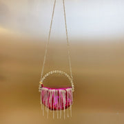 Rhinestone Tassel Pleated Mini Shoulder Messenger Bag