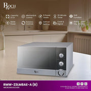Roch 20L High Tech Mirror Door Microwave Oven - Black (2YRS WRNTY)
