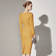 Business Dress French Business Waist Yellow