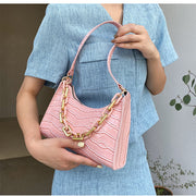 Fashion Stone Texture Shoulder Bag With Chain Women's Underarm Bag
