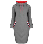 Autumn winter dress Long sleeve vestidos Casual party dresses vestido de festa women dress plus size High collar robe femme