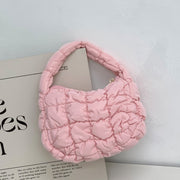 Women's Fashionable Pleated Puff Cloud Plaid Handbag