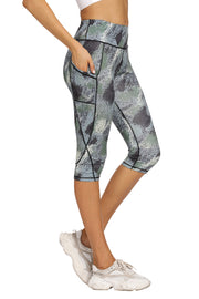 European And American Floral Print Pocket Yoga Women's Camouflage Leggings For Women