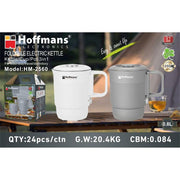 Hoffmans 3-in-1 Foldable Fast Boil Electric 0.8L Travel Kettle, Cup & Pot 1200W HM-2560 - White/Grey