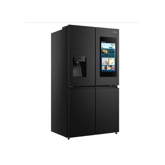 Hisense 680 Liters / 680L Smart Refrigerator Cross Door With Touch Display Screen Water And Ice Dispenser,Metal Cooling, Fridge Mate Black
