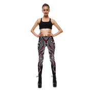 Red Rose Black Mandala Weave Yoga Workout Leggings