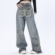 Butterfly Patch Decoration Jeans For Men